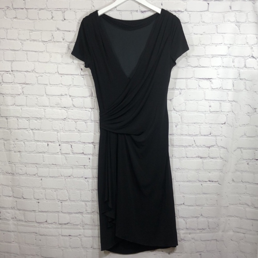 David Meister Black Sheath Midi Dress